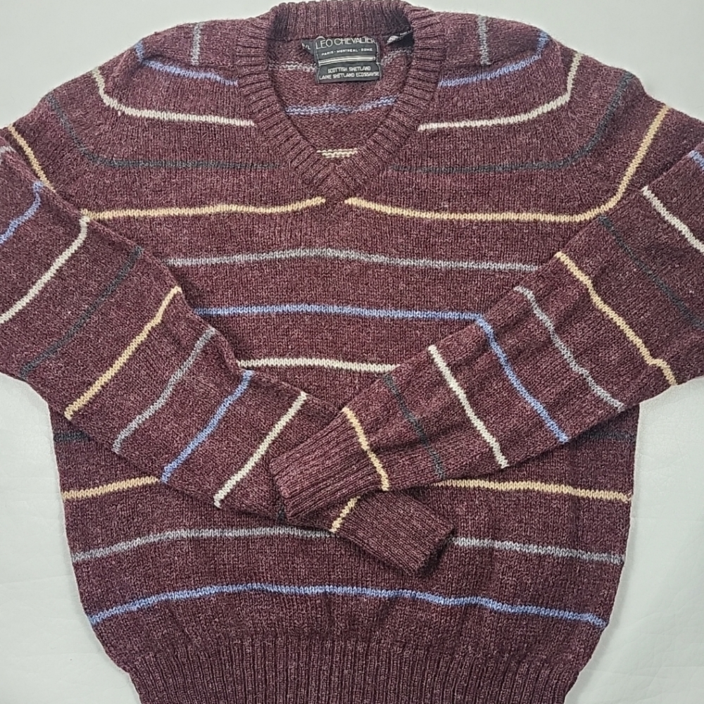 Vintage Unisex Leo Chevalier 100% Shetland Wool Sweater Size Large